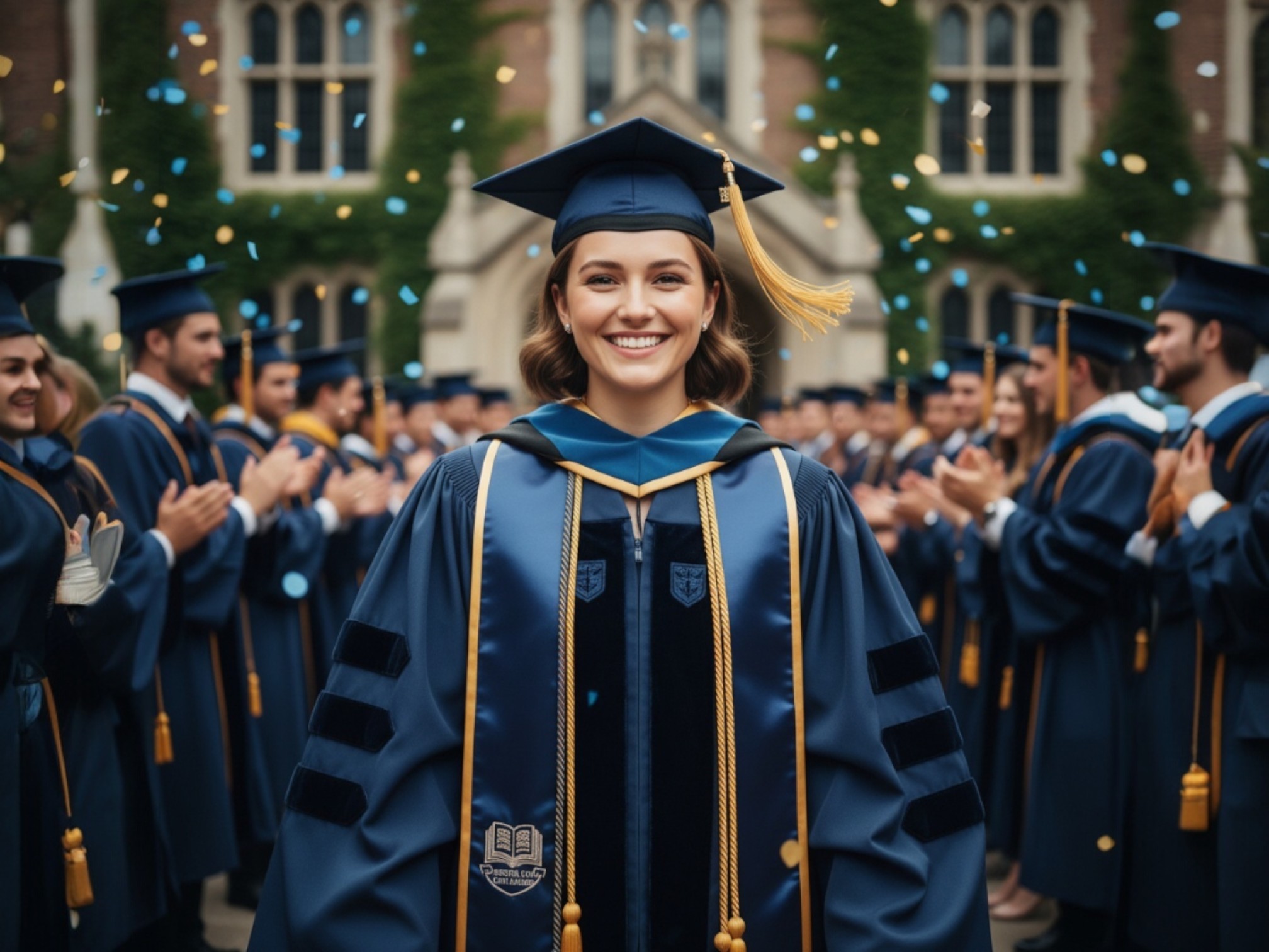 卒業・創立記念の贈呈シーン（クリスタルペーパーウエイト）